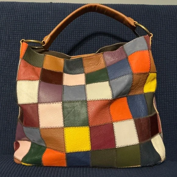 Vintage Patchwork Hobo Leather Bag - Picture 1 of 7